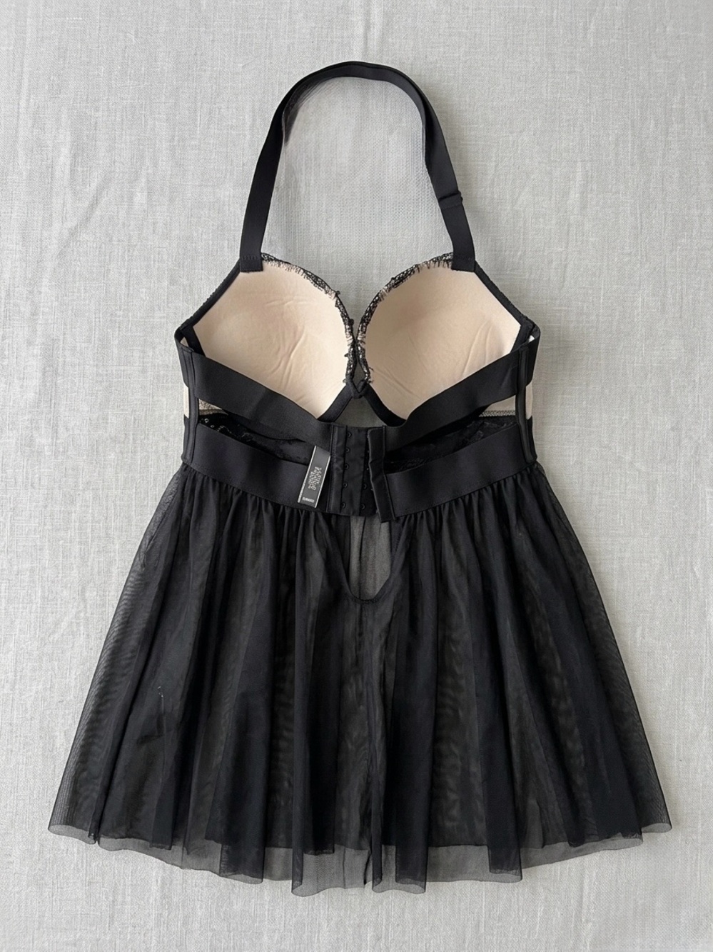 Victoria's Secret Black Lace-Overlay Chemise with Nude Cups - Picture 4 of 5